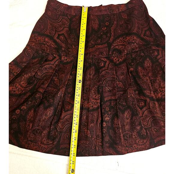 Vintage Ellen Figg Skirt With A Back Zipper Size 14 Brown Paisley Print Pleated - Picture 4 of 8